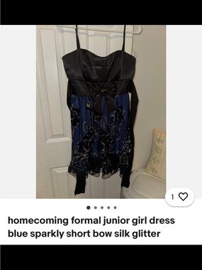 Deb Black Bodice with Blue Floral Skirt Midi Dress